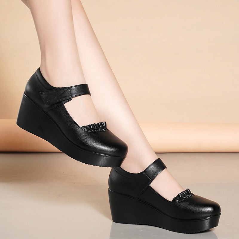 Giày cao gót mũi tròn thời trang mùa thu 2020 cho phụ nữ trung niên