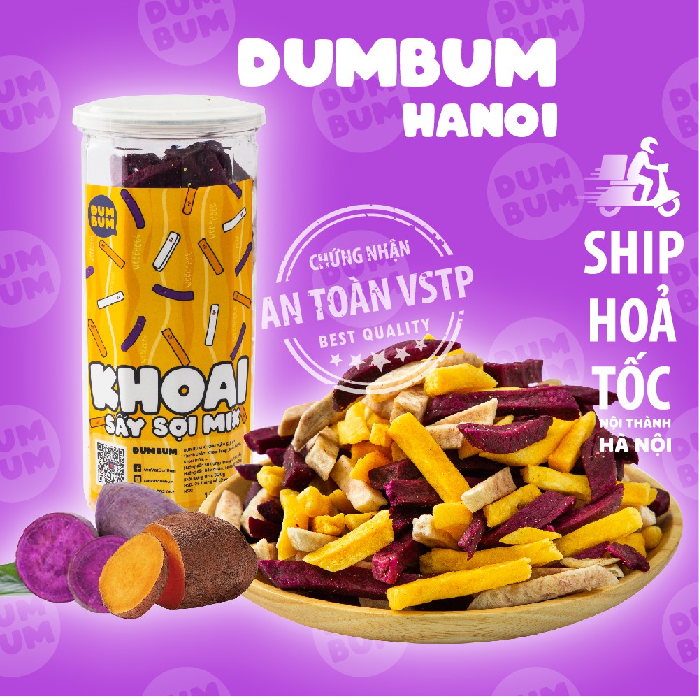 Khoai sấy mix 3 vị 300g DumBum đồ ăn vặt Hà Nội vừa ngon vừa rẻ