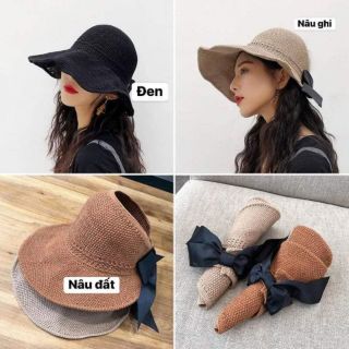 Mũ cói đi biển cuộn tròn