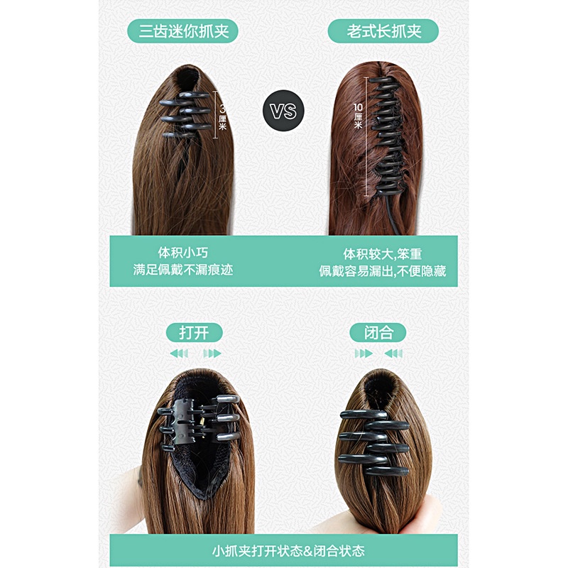 Wig Women's Straight Ponytail Upgraded Small Grab Clip Ponytail Tiger Claws Ponytail Hair Bundle Long Straight Hair Tie Braids