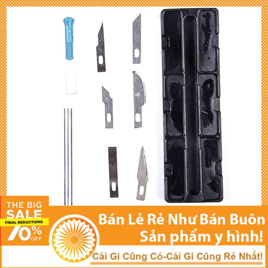 Dao Khắc Trổ Cán Bạc Kèm 6 Lưỡi Khắc Trổ Đa Năng