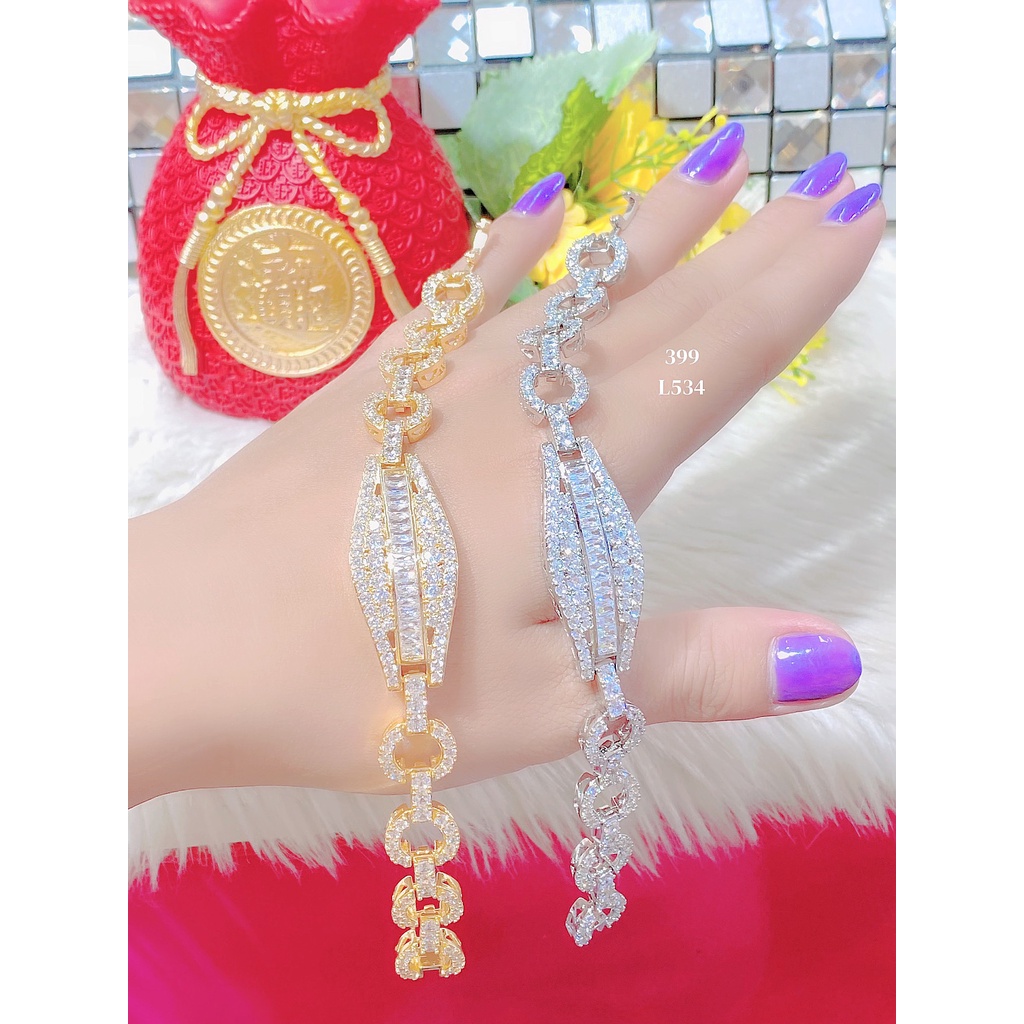 Lắc tay nữ UHA, lắc tay phong thùy bền màu thiết kế cao cấp sáng lấp lánh L534