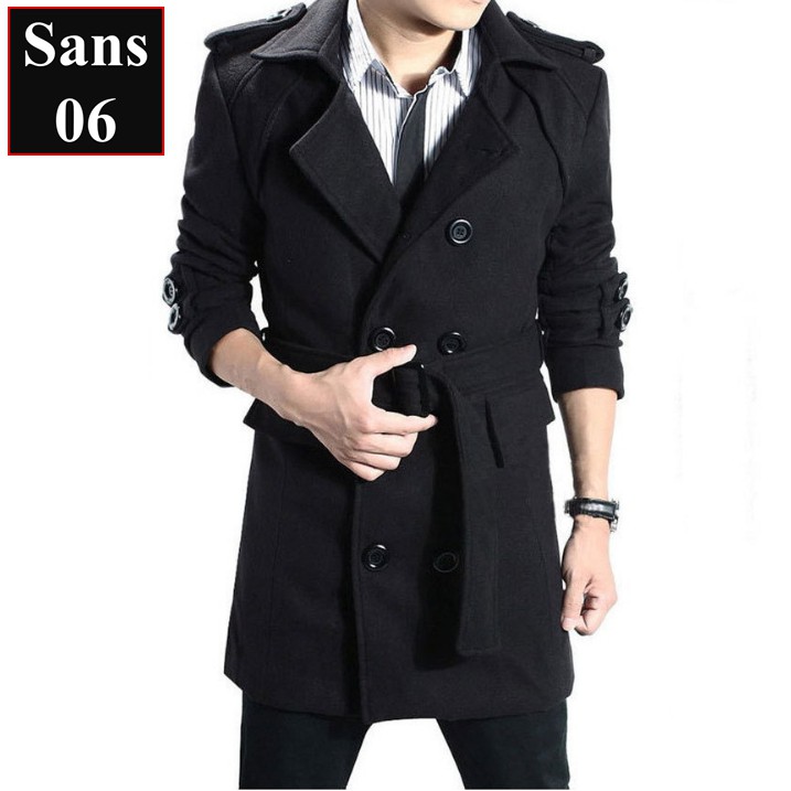 Áo khoác dạ nam dáng ngắn Sans06 kèm đai mangto hàn quốc vừa blazer manto
