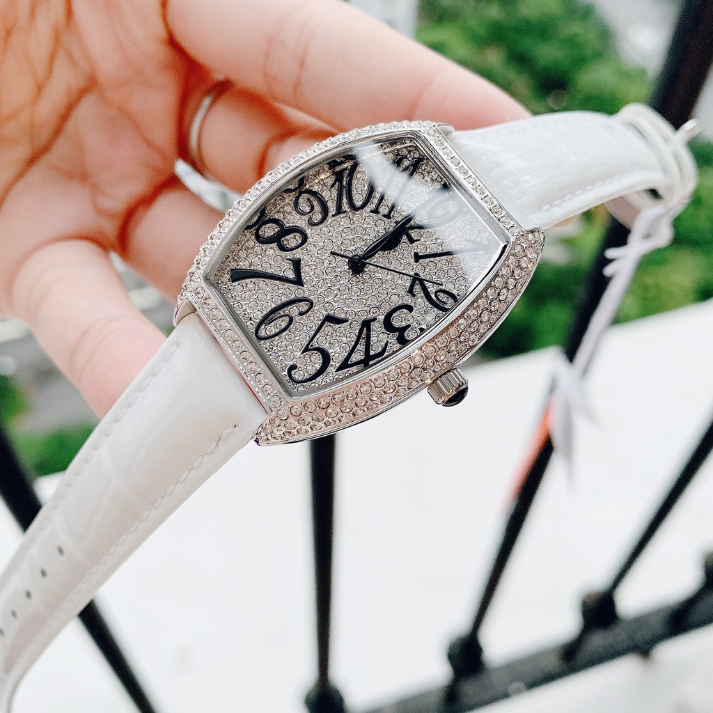 Đồng Hồ Davena Nữ Dây Da Trắng 36mm Silver