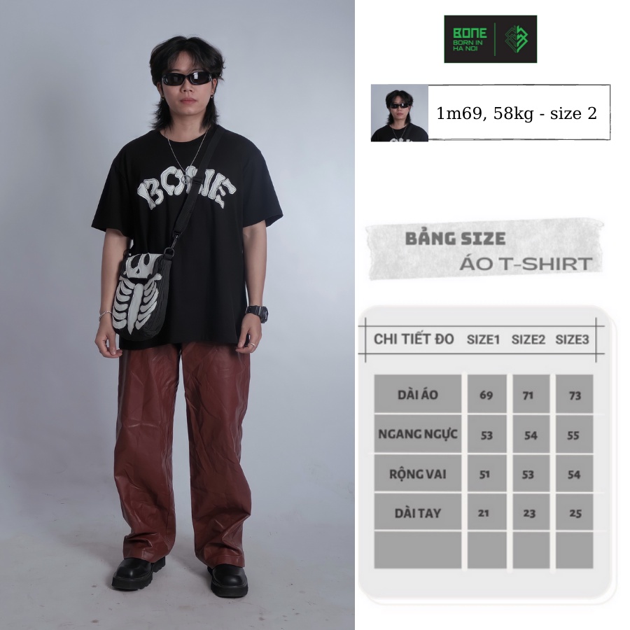 Áo thun unisex Half BONE Tee , áo phông T-shirt nam nữ unisex BONE