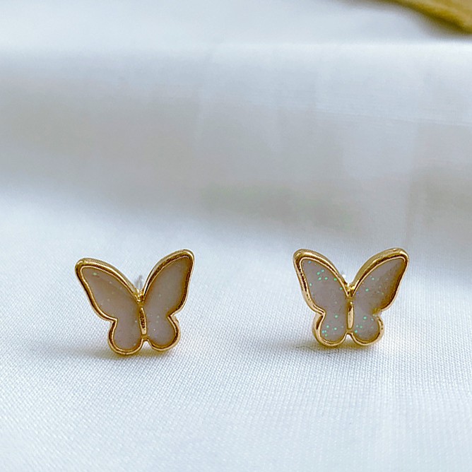 Khuyên tai hình bướm nhỏ kim tuyến, bông tai trang sức Ulzzang BT004 - Filibrastyle
