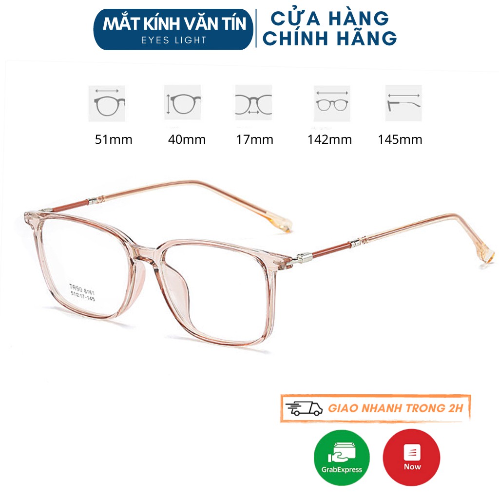 Gọng kính giả cận nam nữ Eyes Light T8161 mắt kính cận vuông càng nhựa pha kim loại cao cấp