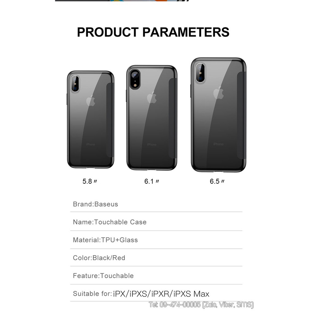 Bao da iPhone X/XS/XR/XS Max Baseus Slim Flip touch chính hãng