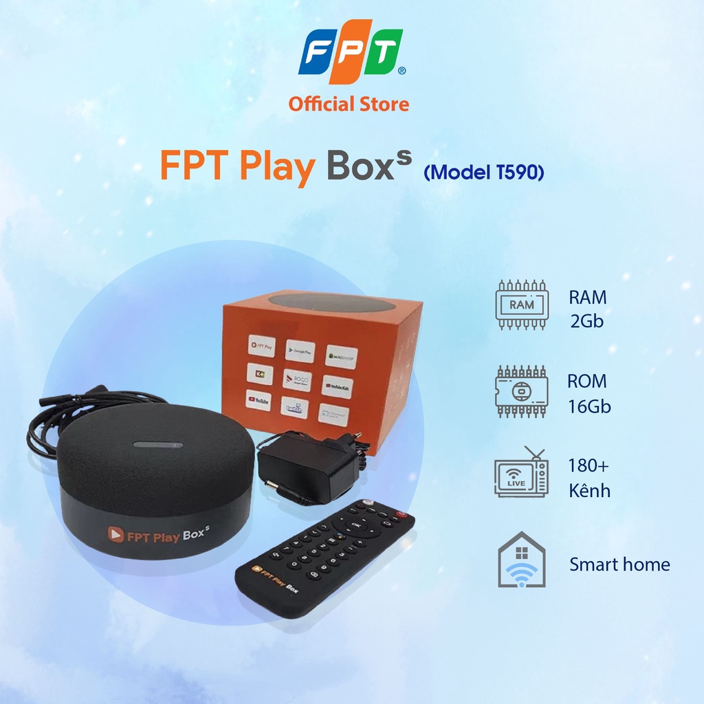 FPT PLAY BOX S 2021 + GÓI 14 THÁNG - SMART HUB - TV Box 4K Tích Hợp SMART LOA ĐIỀU KHIỂN GIỌNG NÓI - Hỗ trợ HỌC ONLINE