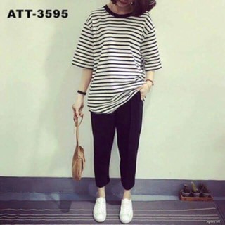 Combo áo phông nữ kẻ tay lỡ