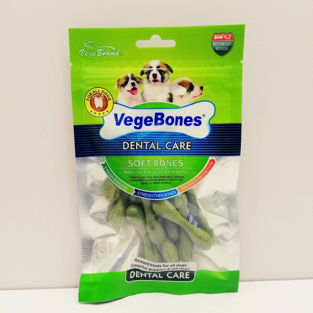 Xương Gặm Sạch Răng Mượt Lông Bổ Sung Canxi Hỗ Trợ Hệ Tiêu Hóa Cho Chó Vege Bones Gói 60g