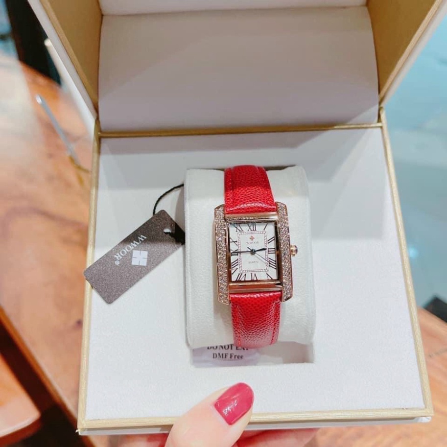Đồng hồ nữ WWOOR, dây da mềm, hàng full box, thẻ bảo hành 12 tháng
