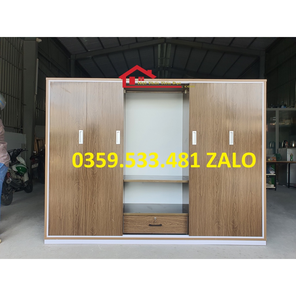 Tủ quần áo nhựa Đài Loan cánh lùa 6 cánh có hộc âm tiện lợi 1m8x2m4x50 giá xưởng