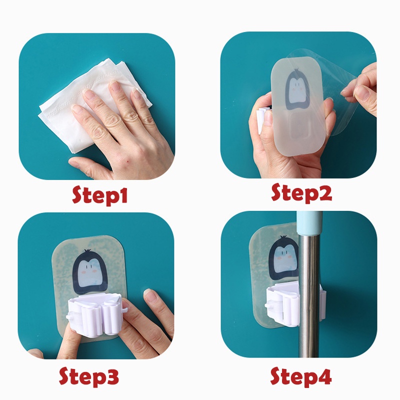 Giá Đỡ Chổi/Cọ Lau Nhà Gắn Tường Có Giác Hút Tiện Dụng Cho Nhà Tắm