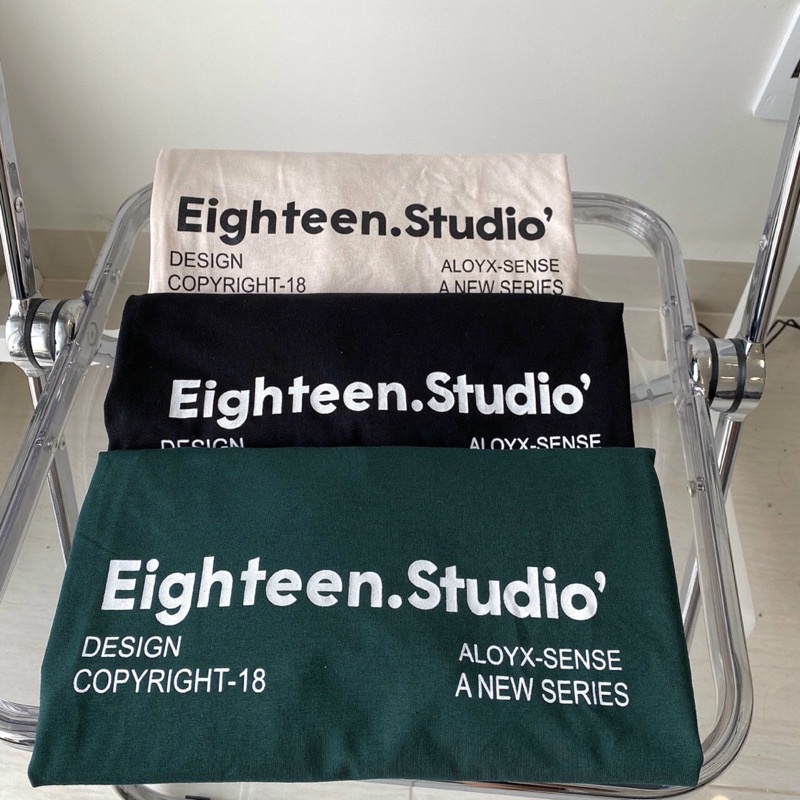 Áo Thun Tay Lỡ Unisex EIGHTEEN 18 màu ĐEN/KEM/XANH/ NÂU /Nam nữ unisex/ Áo phông cổ tròn form rộng Jaystoree2 ❤️