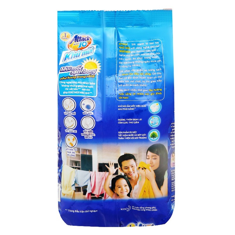 Bột giặt Attack khử mùi hương oải hương 720g