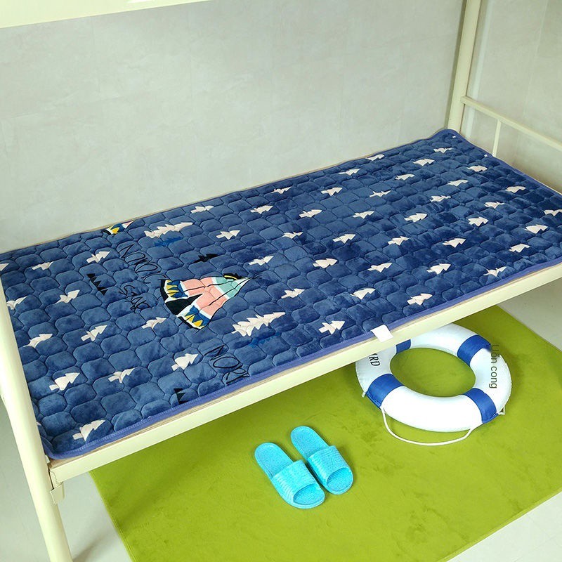 Bộ đồ giường sinh viên ký túc xá San hô nhung nệm chăn đơn 0.9m 1m có thể giặt một lần gấp chống trượt