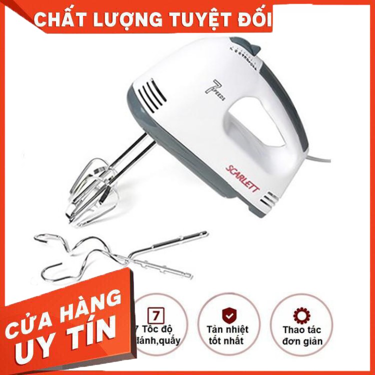 Máy Đánh Trứng Cầm Tay 7 Tốc Độ làm 7 món SCARLETT Công Suất 180W công suất lớn mini nhỏ gọn tiện lợi vận hành êm ái