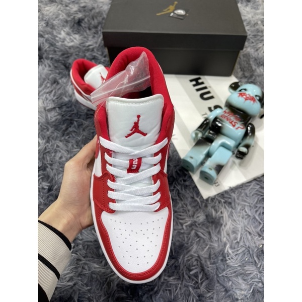 (Híu)Giầy Thể Thao Air Jordan 1 Low Trắng Đỏ Bản Best |Da Thật |Đế Khâu