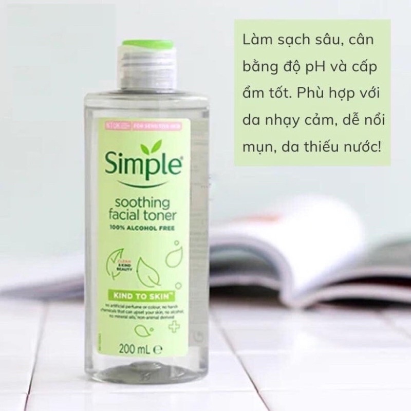 Nước Hoa Hồng Toner Simple Làm Sạch Chuyên Sâu 200ml