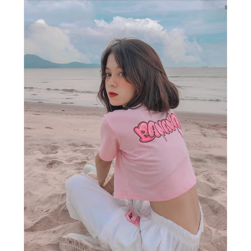 Áo Croptop BANAWA MELTING Unisex (Pink/White)