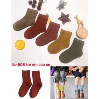 5 Đôi tất Trẻ Em Cổ Cao Gân Sọc Phong Cách Hàn