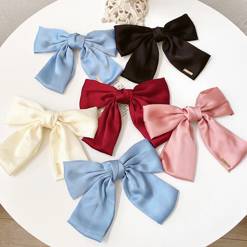 Kẹp Tóc Nơ Vải Satin Cỡ Lớn Kiểu Hàn Quốc Xinh Xắn