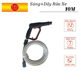 Bộ 10m-15m-20m-30m dây rửa xe và súng xịt - súng rửa xe áp lực cao ren 22mm hàng loại 1