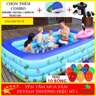 Bể Phao bơi 3 tầng 2m1 và 1m8, Hồ Bơi cho bé và người lớn trong nhà đáy dầy 2 lớp chống trượt