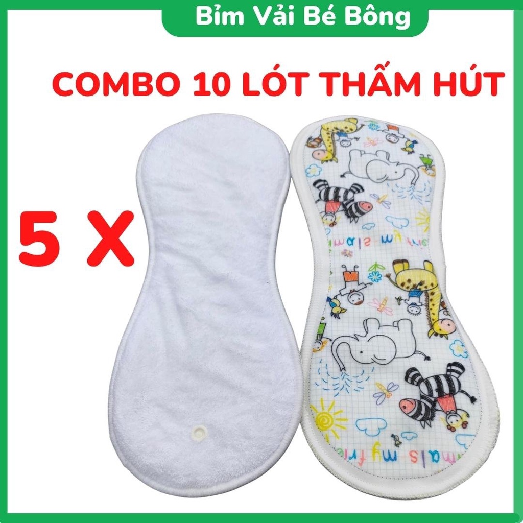 [SIÊU ƯU ĐÃI] - Combo 10 Miếng Lót Bỉm Vải Babu Nature Siêu Thấm Hút, Size M, L (Chưa Kèm Vỏ Bỉm)