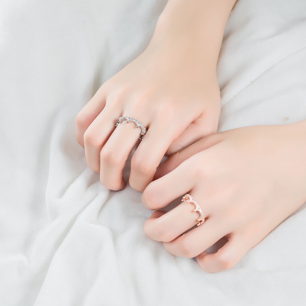 PANDORA Nhẫn Mạ Bạc 925 Hình Vương Miện Đính Đá Cz Cổ Điển