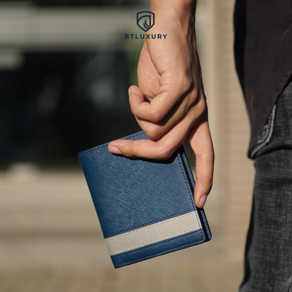 Ví nam đứng cao cấp COSMOS thiết kể trẻ trẻ trung chất liệu da bò safiano cao cấp thương hiệu BTLUXURY