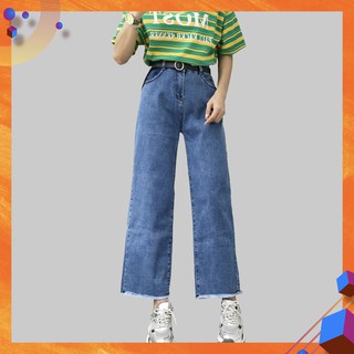 [Size 32-36] Quần Ống Rộng 9 Tấc Đậm/Nhạt / Form To, Lưng Cao, Co Giãn