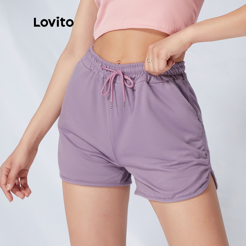 Quần short Lovito có túi màu trơn đơn giản L09105