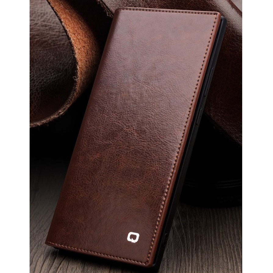 Bao da Samsung Note 20 Ultra 5G Qlino Wallet da bò thật - Hàng Chính Hãng