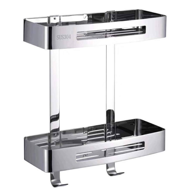 Kệ inox nhà tắm phòng tắm 2 tầng inox 304
