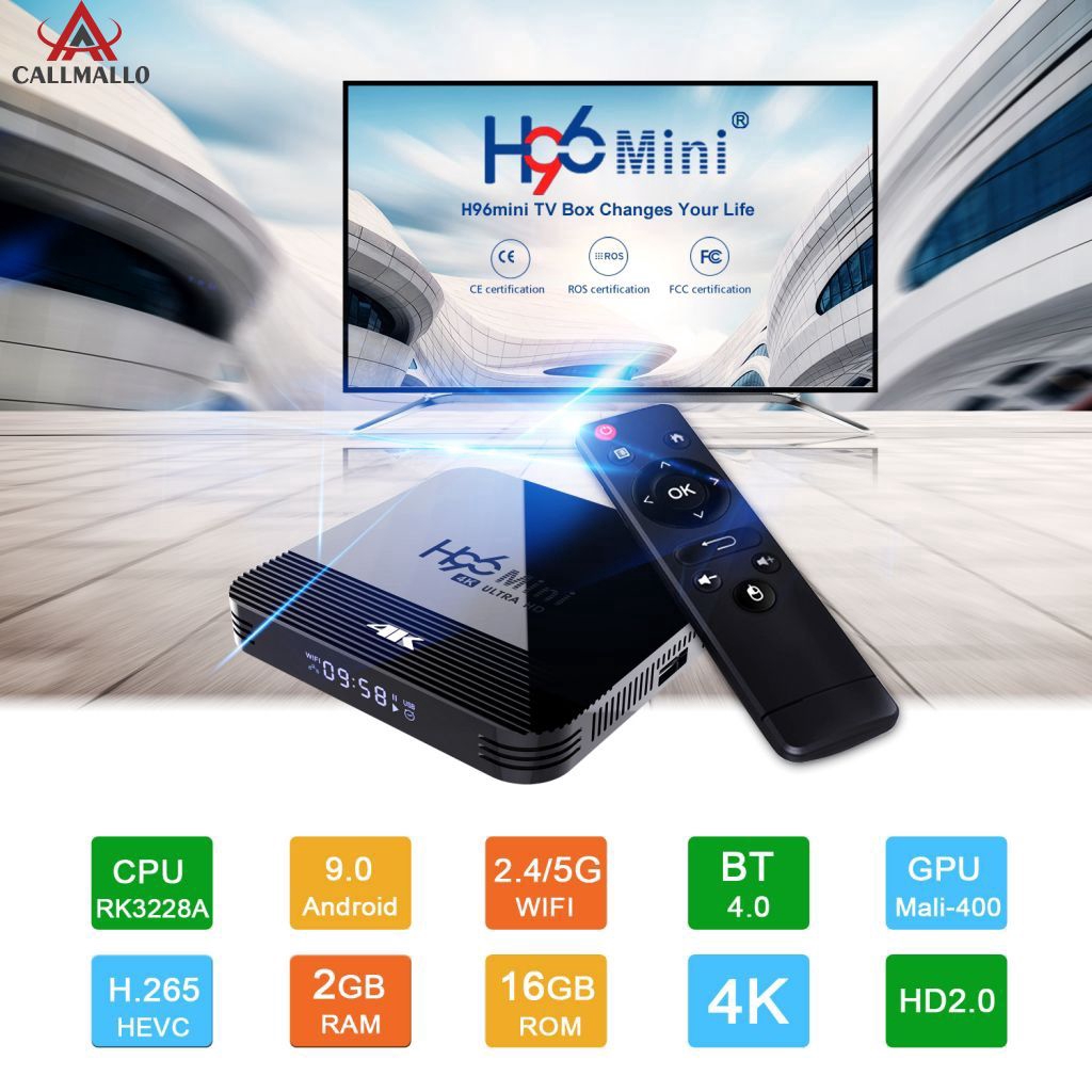Thiết Bị Chuyển Đổi Tv Thường Thành Smart Tv H96 Mini H8 Tv Box Android 9.0 8/16g Rk3229A 4k Wifi Bt4.0