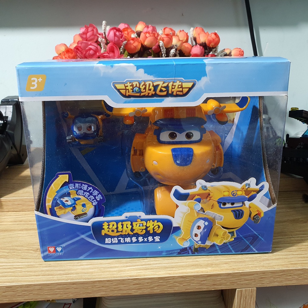 Bộ mô hình super wings Máy bay robot Donnie và thú cưng đồ chơi trẻ em