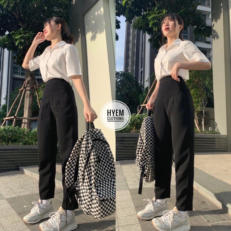 Quần tây nữ basic lưng cạp siêu cao cạp siêu cao dáng baggy suông dài đi học công sở cao cấp-có bigsize size S.M.L.XL