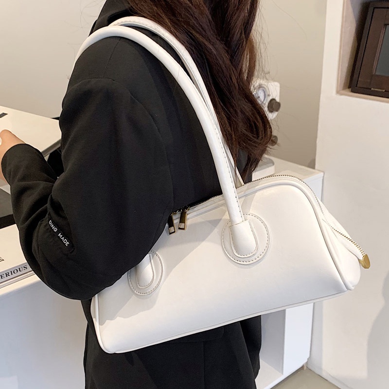 Túi đeo vai IELGY màu trơn phối khóa kéo kết cấu thời trang Pháp dễ phối đồ cho nữ