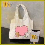 Túi tote vải Canvas đựng đồ canvas đeo chéo phong cách Hàn Quốc siêu dễ thương