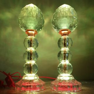 Cặp đèn thờ  7 màu trái đào pha lê M2
