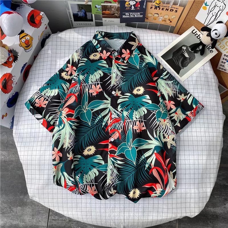 Áo sơ mi tay ngắn dáng rộng phong cách hip hop Hàn Quốc cho nam size m-3xl