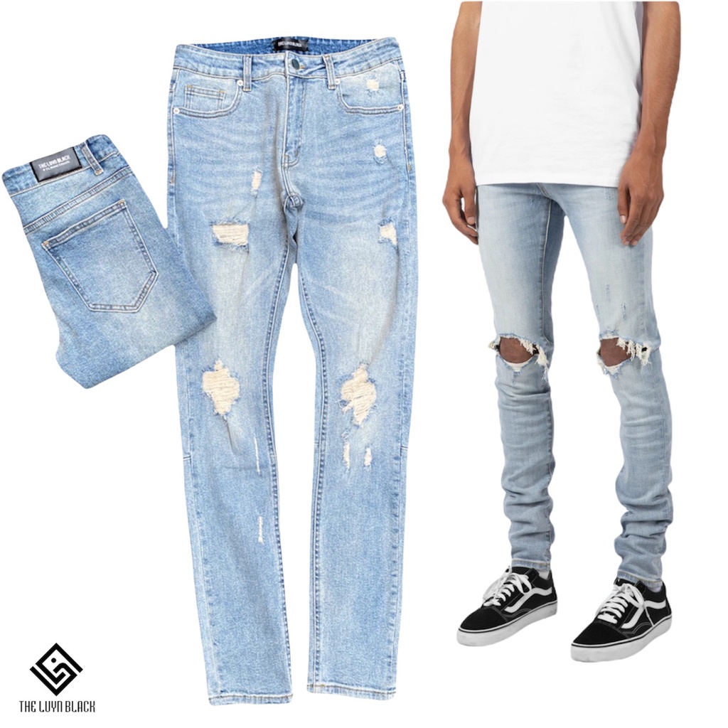 Quần Jeans Nam MNML Streetwear Cao Cấp, Quần Bò Rách TLB Vietnam