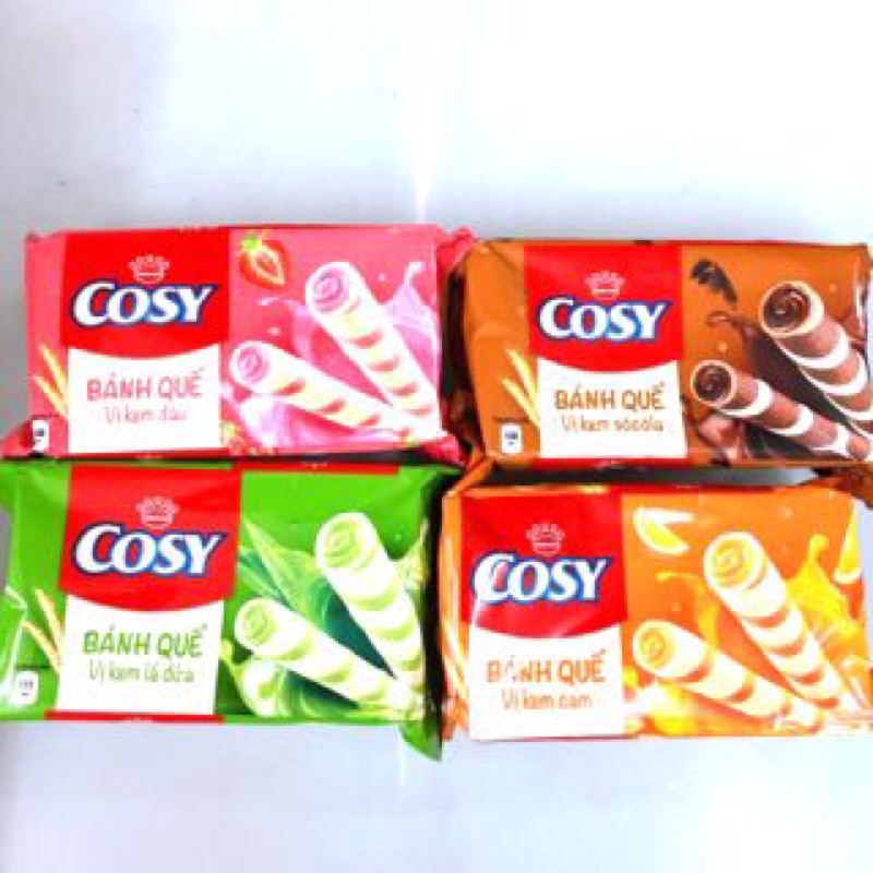 Bánh quế Cosy các vị - Cam/ Socola/ Lá dứa/ Dâu - Gói 135g
