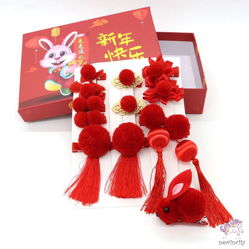 Set 13 Kẹp Tóc Tua Rua Phong Cách Retro Cho Bé Gái