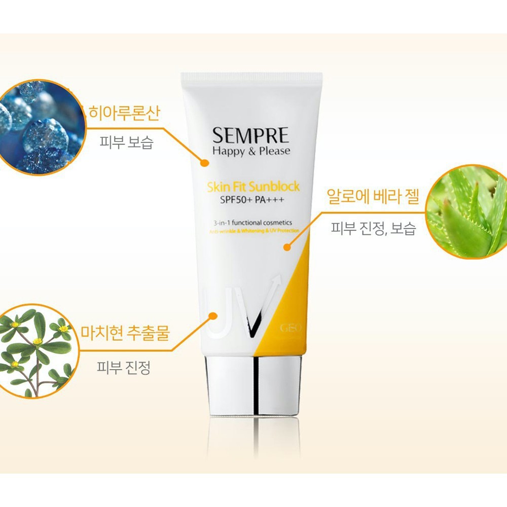Kem chống nắng dưỡng da có màu cao cấp nhập khẩu Hàn Quốc GEO Sempre Happy & Please 100ml