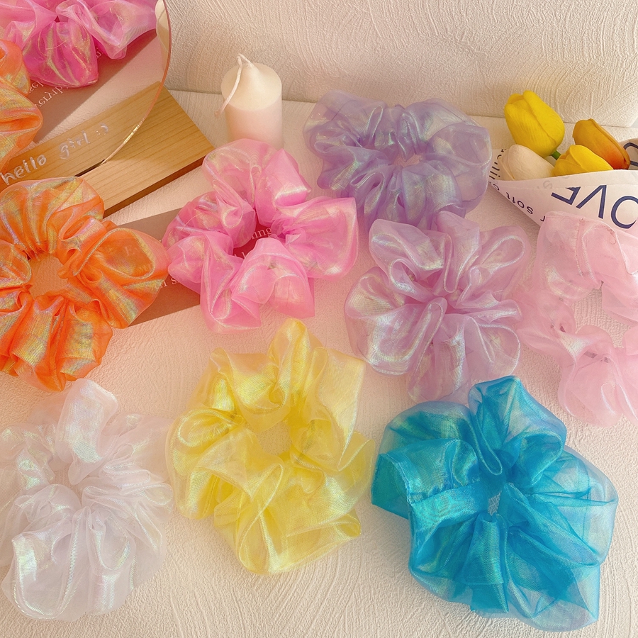 Dây Cột Tóc Scrunchies Màu Sắc Lấp Lánh