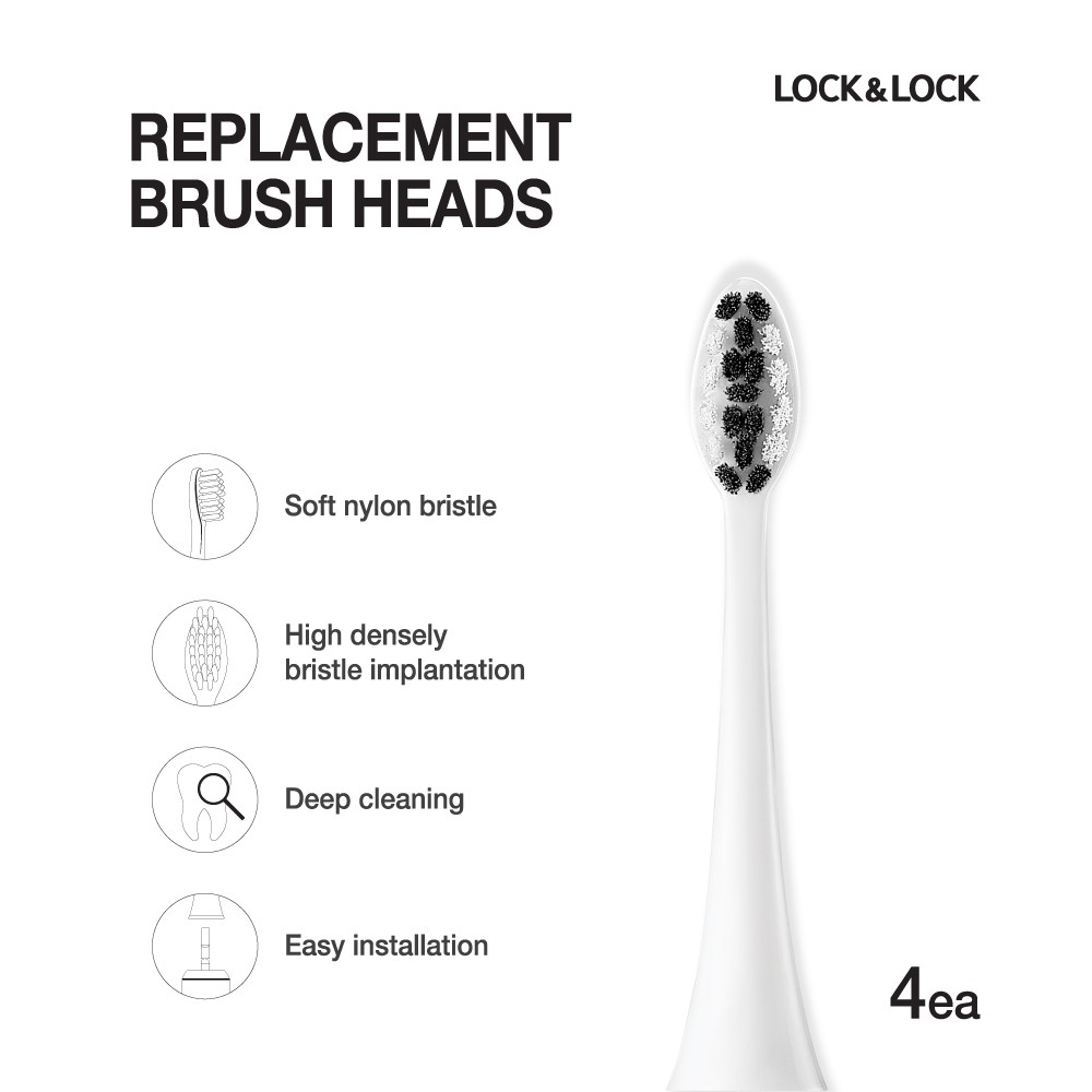 Đầu bàn chải điện, Electric toothbrush heads, 4pcs (màu trắng, đen) ENR546