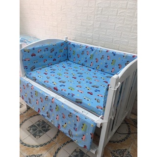 Combo Cũi Gỗ Quế Set Gồm Cũi + Đệm + Quây + Ga( 4 sản phẩm)